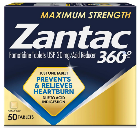 Zantac 360 Maximum Strength Tablets, 50 Count, Heartburn Prevention and Relief, 20 mg Tablets