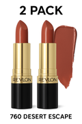 Revlon Super Lustrous Lipstick 2-PACK , Creamy Formula For Soft, Fuller-Looking Lips, Moisturized Feel, 760 Desert Escape, 0.15 oz