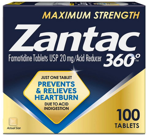 Zantac 360 Maximum Strength Tablets, 100 Count, Heartburn Prevention and Relief, 20 mg